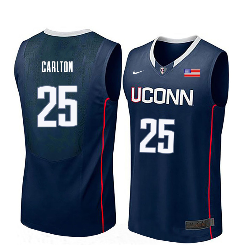 Men Uconn Huskies #25 Josh Carlton College Basketball Jerseys-Navy